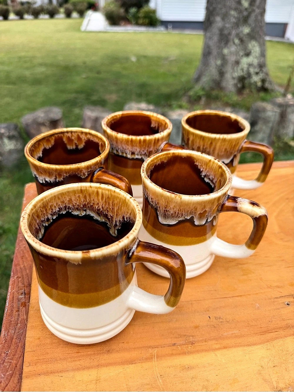 Brown Drip Glaze Coffee Mug Set of 5